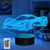 Attivolife Luce notturna 3D per auto per bambini, Sports Racing Illusion Lampada da comodino ottica 16 colori che cambiano con telecomando Regalo di compleanno per bambini per ragazzo uomo bambino