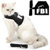 SMALLLEE_LUCKY_STORE FBI - Pettorina per gatti e guinzagli a prova di camminata, regolabile, senza tiro, per cuccioli, gattino, coniglio, cane, taglia L, colore: nero