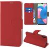 N NEWTOP Newtop Cover Compatibile per Samsung Galaxy A50/A50S/A30/A30S, HQ Lateral Custodia Libro Flip Magnetica Libro Portafoglio Simil Pelle Stand (Rosso)