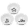 Navaris Set 3X Ciotola Cane Gatto Porcellana - Scodella Ø12cm 130ml per Cibo Secco Umido Acqua Croccantini - Ciotoline Cani Gatti Animali Domestici