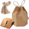 BERUHIGT 50 Scatoline Portaconfetti Matrimonio,Scatoline Confetti Esagonali in Carta Kraft, Scatola di Caramelle di Cartone con Etichette e Spago di iuta, per la Festa di Compleanno di Matrimonio