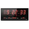 Starlet24 Orologio da parete a LED con timer, sveglia, calendario, snooze, temperatura, grande display a LED 36 x 15 cm (JH3615), di colore rosso