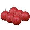 Bolsius Rustik - Candela a sfera rossa - 6 pezzi - Ø 7,6 cm - candela decorativa - lunghezza 25 ore - non profumata - contiene cera vegetale naturale - senza olio di palma