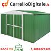 Box in Acciaio Zincato Casetta da Giardino in Lamiera 3.60 x 3.45 m x h2.12 m - 150 KG - 12,42 metri quadri - VERDE
