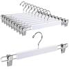 Amber Home 10 Pezzi 36cm Grucce Appendiabiti in Legno Bianco Liscio Robusto per Pantaloni Gonna Calzino Biancheria Intima Mutande con Clips