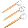 Whcctl Fruste da cucina, 3 Pezzi Frusta Danese, Frusta a Mano Professionale, Manico in Legno Mixer, Inossidabile Acciaio Impasto Frusta Miscelatore, Attrezzi Cucina, per Pane, Pasticceria, Impasto Pizza