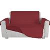 Italian Bed Linen Copridivano COZY 2 Posti Seduta 125 cm - Fodera Protezione Divano Imbottita con Copribraccioli, Tessuto Microfibra Waterproof Effetto "Mano Pesca" e Retro Gommato Antiscivolo - Bordeaux