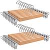 Amber Home 20 Pezzi 36cm Grucce Appendiabiti in Legno Naturale Liscio Robusto per Pantaloni Gonna Calzino Biancheria Intima Mutande con Clips