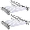 Amber Home 20 Pezzi 36cm Grucce Appendiabiti in Legno Bianco Liscio Robusto per Pantaloni Gonna Calzino Biancheria Intima Mutande con Clips