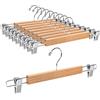 Amber Home 10 Pezzi 36cm Grucce Appendiabiti in Legno Naturale Liscio Robusto per Pantaloni Gonna Calzino Biancheria Intima Mutande con Clips