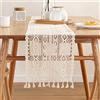 Onlyesh Runner da Tavola in macramè Beige, 24 x 180cm Runner da Tavola Vintage in Pizzo con Nappe, per la Decorazione della Tavola da Pranzo per la Doccia Nuziale di Nozze Boho