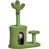 PawHut Albero Tiragraffi per Gatti Adulti e Gattini a Forma di Cactus con Corda Sisal, Palline e Cuccia, Altezza 78cm, Verde|Aosom