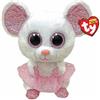 TY - Peluche - Beanie Boos - Topolina Ballerina - Nina - Bianco - Occhioni zampine orecchie rosa glitter - Tutù rosa glitter - Il peluche con gli occhi grandi scintillanti - 28 Cm - 36488