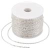 FASHEWELRY Rotolo da 100 m di catena rolò in ferro placcato argento, con maglie piatte e ovali da 3 x 2 mm non saldate, per la creazione di collane, gioielli, accessori fai da te