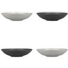 KitchenCraft Set di 4 Ciotole per Pasta, Ramen, Riso e Spaghetti Noodles in Gres Smaltato Senza Piombo, Grigio e Nero, 22 cm