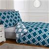 Sleepdown 5056242762157 - Set Copripiumino Reversibile con Motivo Geometrico a Diamante, Ultra Morbido, Facile da Pulire, con Stampa Bianca, 200 x 200 cm + 2 federe da 80 x 80 cm, Colore: Verde Acqua