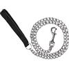 PETTOM Guinzaglio Catena per Cani Taglia Grande Media Piccola Robusto con Morbido Antiscivolo Resistente Manico Nylon, Argento S 120 * 0.2 CM