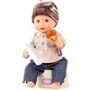 Götz 2154116 Sleepy Aquini Boy - bambola da bagno alta 33 cm con occhi marroni che dormono, senza capelli in set da 7 pezzi - bambola da 18 mesi