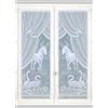 HomeMaison equestre Coppia di vitrages Esprit, Poliestere, Bianco, 120 x 60 cm