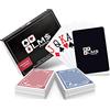 LM$ Carte da poker in plastica con Cut Card inclusa - [2x] mazzi da 54 carte - Confezione doppia blu e rossa, carte da gioco professionali plastificate impermeabili e durevoli di qualità da casinò