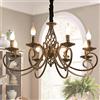 Ganeed Lampadario Rustico a Candele Stile Country Francese Lampadario Vintage in Ferro con Sospensione a Lampadario per Cucina Country Isola Sala da Pranzo Camera da Letto Bronzo 8 Luci