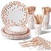 Nkaiso 140 Pcs Oro Rosa Piatti di Carta Stoviglie per Feste -20 Ospiti