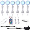 AIBOO RGB che Cambia Colore LED Sotto Il Kit di Illuminazione Dell'armadio, Luci LED A Disco Ultrasottili, Luci Dell'armadio Guardaroba per La Decorazione Dell'atmosfera Natalizia（Confezione da 6）