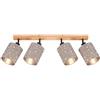 Briloner - Faretto da Soffitto, Design a Stella, Plafoniera, Lampada, Girevole e Orientabile, 4 x E27, Max 25 Watt Ciascuno, Tortora, 650 x 130 x 155 mm (Max 259 mm) (LxWxH)