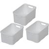 BranQ Home essential BranQ - Set di 3 cestini per la casa, stile rattan, misura S, da 7 litri, senza bisfenolo A (BPA), in polipropilene (PP), colore bianco, 28,5 x 19,5 x 12,9 cm, 3 pezzi