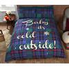 Christmas Tartan Bambino Fa Freddo Fuori Biancheria da Letto, Policotone, Blu, Singolo