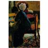 ArtPlaza Macke August Elisabeth At The Desk Pannello Decorativo, Legno, Multicolore, 60x90 cm