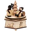 Dekohelden24 Bellissima scatola da gioco Melodia: White Christmas, 11 x 11 x 13 cm, in legno, pupazzo di neve con sci seduto, 13 cm