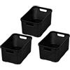 BranQ Home essential BranQ - Set di 3 cestini per la casa, stile rattan, misura S, da 7 litri, senza bisfenolo A (BPA), in polipropilene (PP), colore nero, 28,5 x 19,5 x 12,9 cm, 3 pezzi