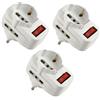 Electraline 92398 Confezione da 3 Adattatori Multipresa Tripla con Interruttore, Spina Rotante 16A, Bianco