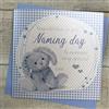 WHITE COTTON CARDS-Album portafoto con Ricamo Coniglietto, Colore: Blu, Congratulations On Your Naming Day, Fatto a Mano per Battesimo