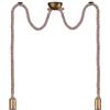 Trio Leuchten 310100204 - Lampadario a sospensione Rope, in ottone anticato e lino 1 x E27.