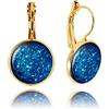 Dragon Porter Orecchini a Goccia Piccolo Leggeri Rotondo Elegante Classico Glamour; Gioielli per Donne (Stile 38 - Blu Reale Oro)