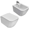 Ceramica Globo - Wc + bidet + coprivaso rallentato Sospeso SENZA BRIDA serie Stone 45 cm