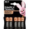 DURACELL PILE DURACELL SIMPLY ALKALINE STILO AA BLISTES DA 5 PEZZI
