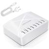ANNCAY Caricatore USB, stazione di ricarica USB a 8 porte da 40 W, hub USB desktop, adatto per smartphone, tablet, alimentatori mobili, ecc. Molto pratico per l'ufficio, la casa, i viaggi,ecc(White)