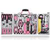 Apollo Kit di attrezzi rosa per la casa da 71 pezzi. Utensili manuali più comuni per riparazioni domestiche - Cacciaviti, Martello, Chiave, Pinze & altro in una Custodia