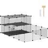 PawHut Recinto Modulabile per Conigli e Roditori, Box Metallo con Accessori, 175x105x70cm - Nero|Aosom