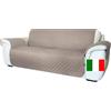 Moonange Copridivano 3 Posti con Braccioli Seduta 165 cm Impermeabile Reversibile Antiscivolo Antimacchia Antigraffio Antipelo Moderno Tortora
