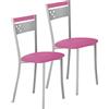 ASTIMESA SCCABRS Due sedie da Cucina, Metallo Finta Pelle Alluminio, Rosa, Altura de asiento 45 CMS