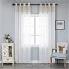 GIRASOLE HOME Coppia Tende Bianche Semi Trasparenti Orlo Superiore Beige con Merletto Tenda per Finestra Porta Balcone Soggiorno Camera e Cameretta 2 Pannelli con Occhielli 140x280cm