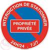 Aua Signaletique - Panneau Interdiction de Stationner Propriété Privée 24H-24-7J sur 7 - Ø 230 Mm, Aluminium Dibond 3 mm