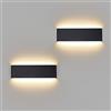 Klighten 2 Pezzi Applique da Parete 30cm Interno LED, 10W 910 Lumen Lampade da Parete Moderne in Alluminio, Lampada Muro per Soggiorni, Camere da letto, Corridoi, 3000K Bianco Caldo, Nero