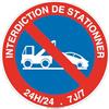 Aua Signaletique - Panneau Interdiction de Stationner 24H/24 Et 7J/7 - Ø 330 Mm, Pvc 1. 5 mm