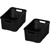 BranQ Home essential BranQ - Set di 2 cestini per la casa, stile rattan, misura L, da 19 litri, senza bisfenolo A (BPA), in polipropilene (PP), colore nero, 38 x 27,8 x 18,5 cm, 2 pezzi