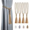 Dalababa 4 Pezzi Fermatende per Tende Corda Intrecciata di Cotone Poliestere Drappo Tieback Clip con Nappa per Tendaggi Finestra,Giallo